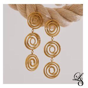 ✨New 18K Gold Round Hollow Long Drop Earrings ✨